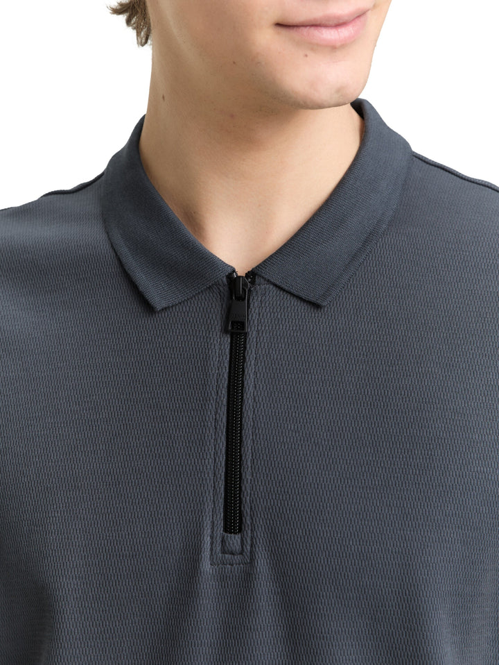 relaxed structured zip polo, urban medium grey 21756 Bild 5