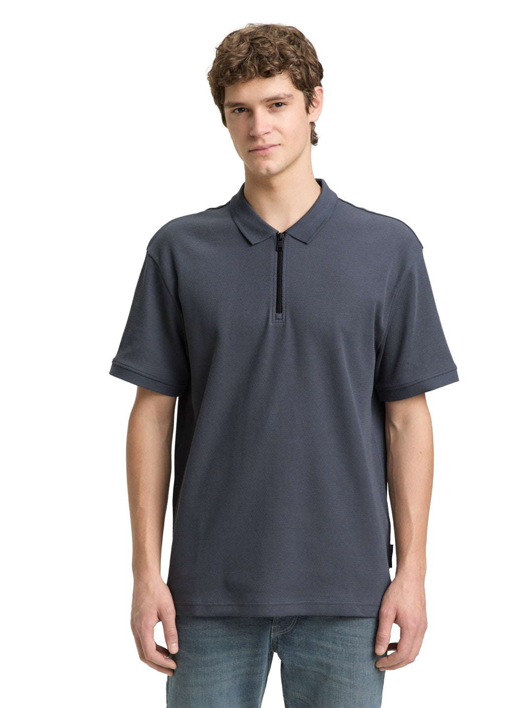 relaxed structured zip polo, urban medium grey 21756 Bild 6
