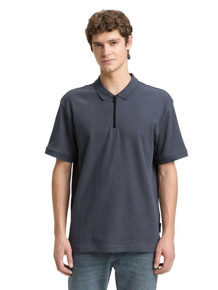 relaxed structured zip polo, urban medium grey 21756 Bild 6