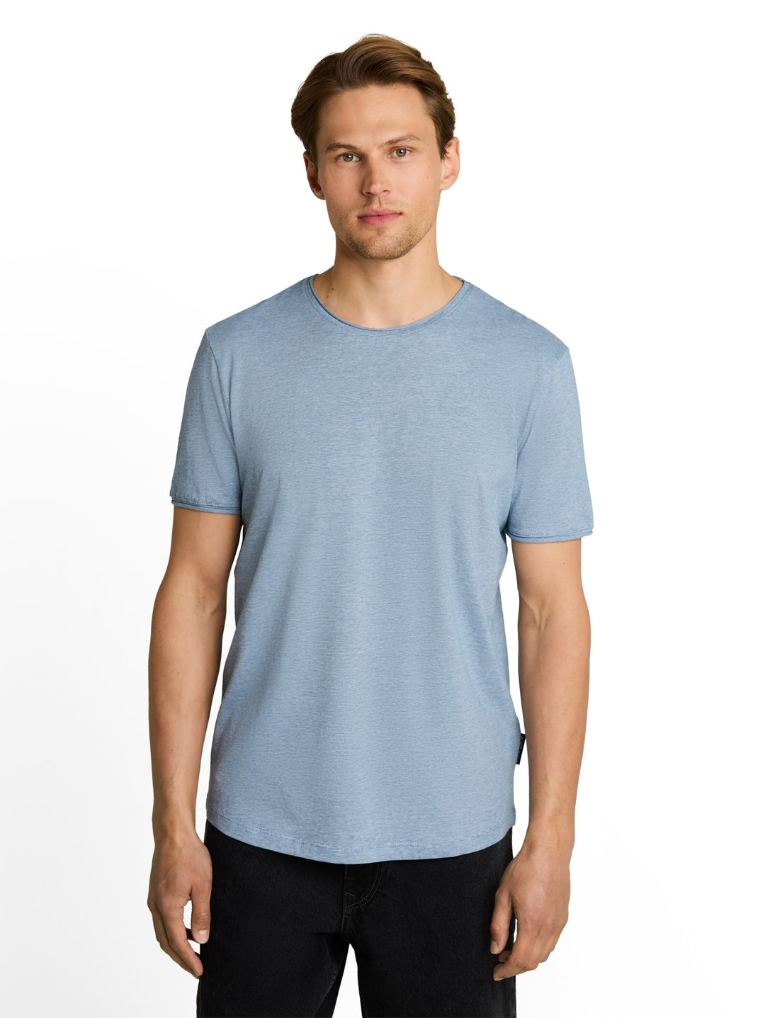 rounded hem finestripe t-shirt, classic dust blue fine stripe 40295 Bild 5