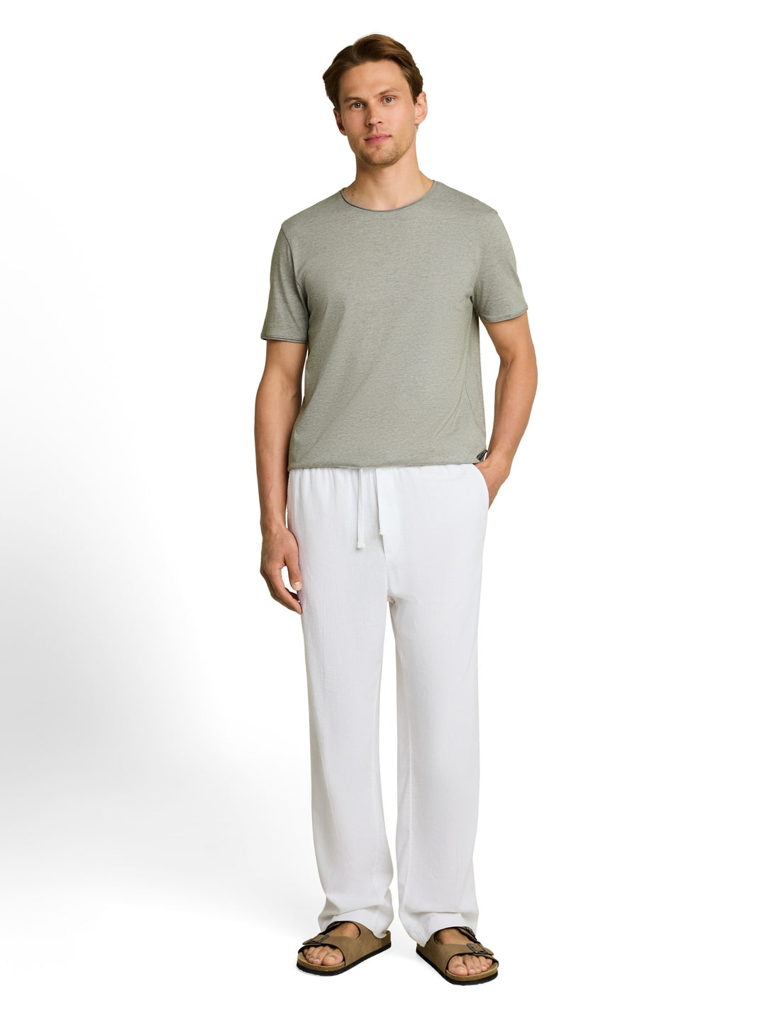 rounded hem finestripe t-shirt, oak leaf green fine stripe 40296 Bild 3
