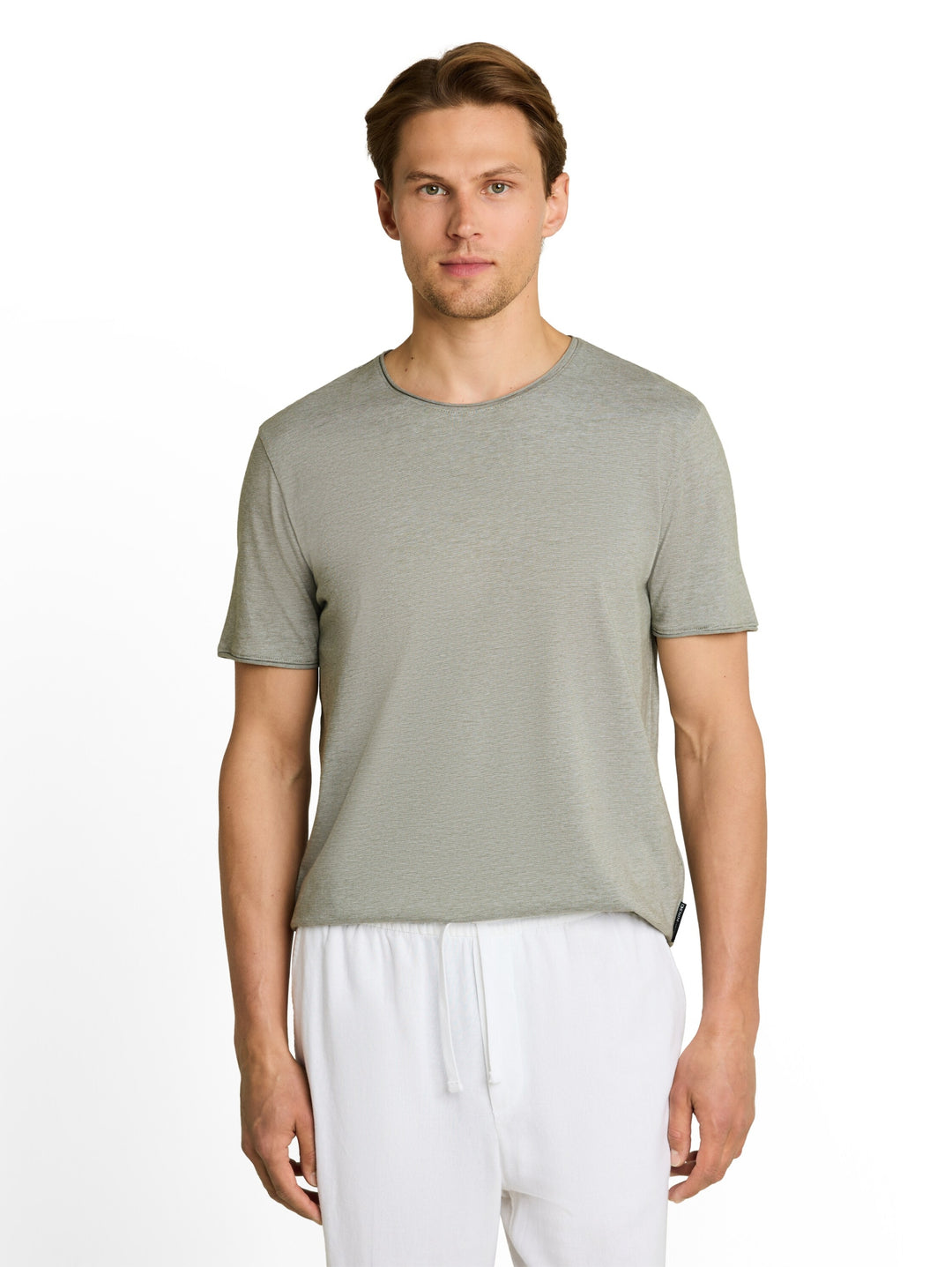rounded hem finestripe t-shirt, oak leaf green fine stripe 40296 Bild 6