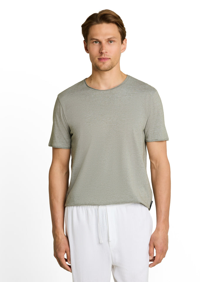 rounded hem finestripe t-shirt, oak leaf green fine stripe 40296 Bild 6