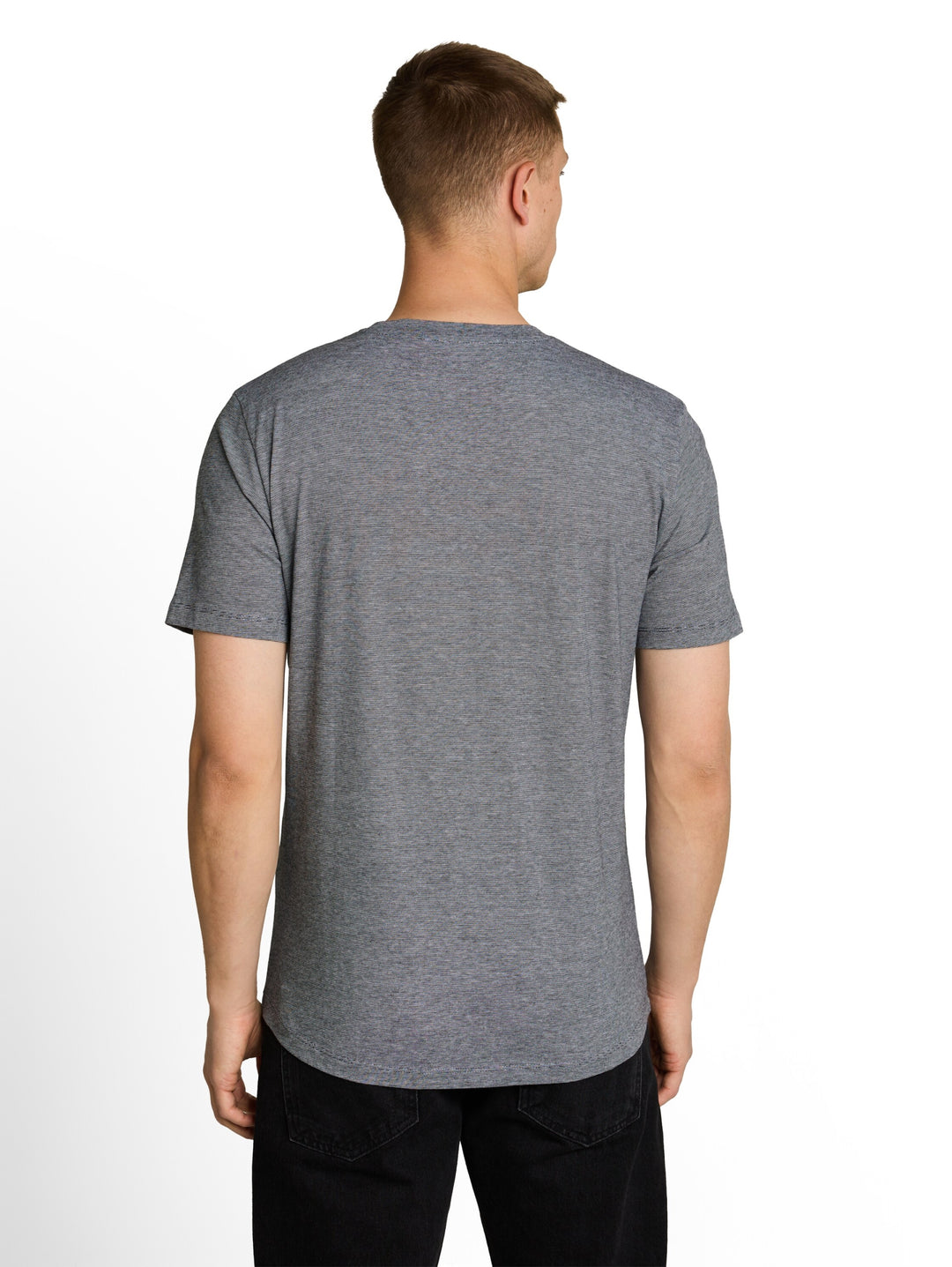 rounded hem finestripe t-shirt, black white mini stripe 37694 Bild 4