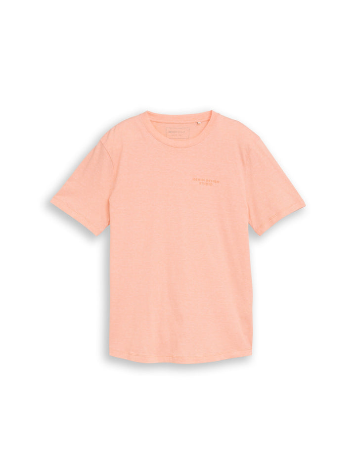 rounded hem finestripe t-shirt, peach orange white fine stripe 40342 Bild 1