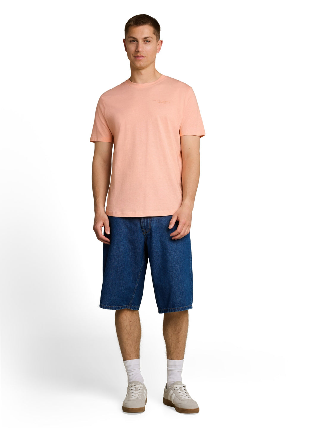 rounded hem finestripe t-shirt, peach orange white fine stripe 40342 Bild 3