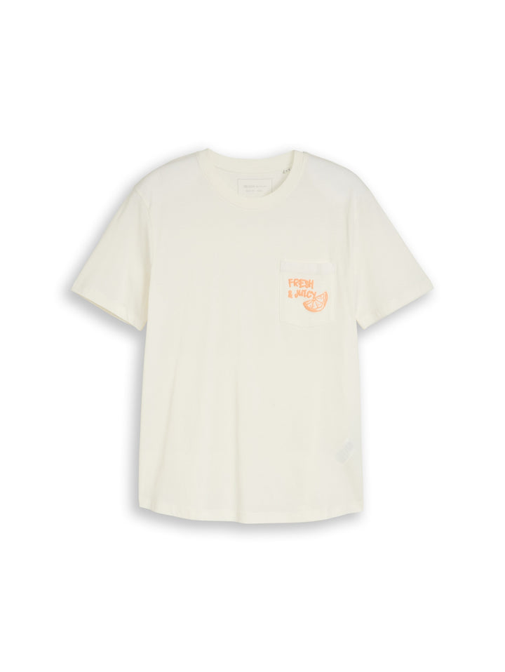 rounded hem pocket t-shirt, Wool White 12906 Bild 1