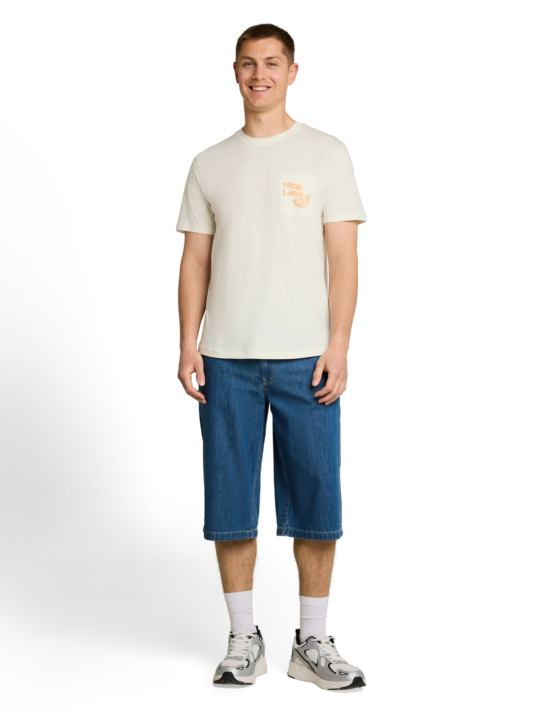 rounded hem pocket t-shirt, Wool White 12906 Bild 3