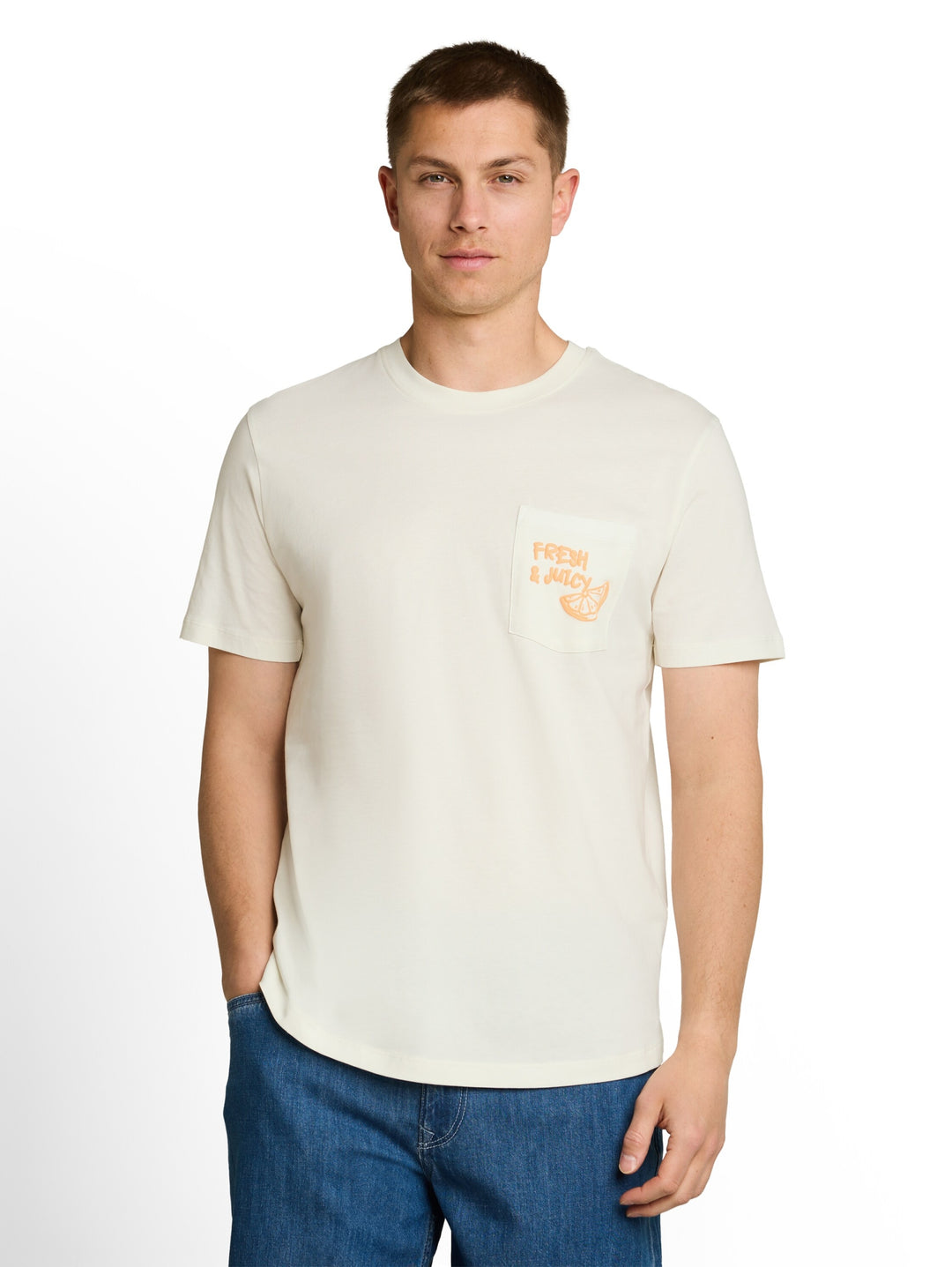 rounded hem pocket t-shirt, Wool White 12906 Bild 5