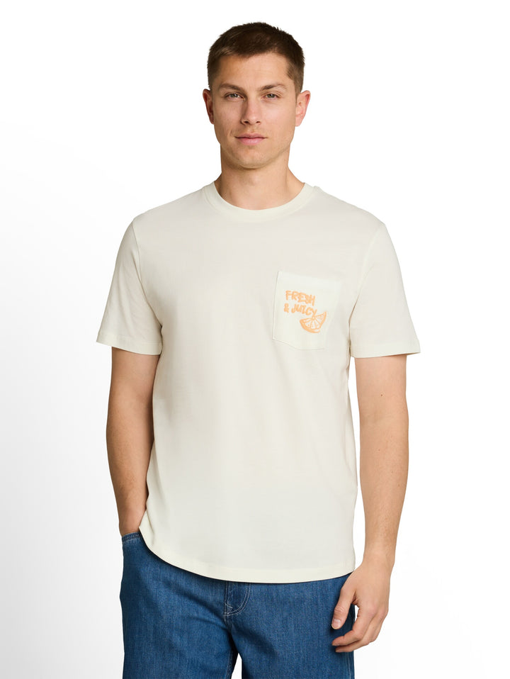 rounded hem pocket t-shirt, Wool White 12906 Bild 5