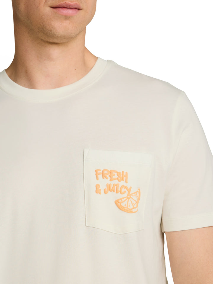 rounded hem pocket t-shirt, Wool White 12906 Bild 6