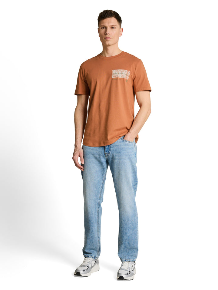 rounded hem printed t-shirt, faded copper orange 38322 Bild 3