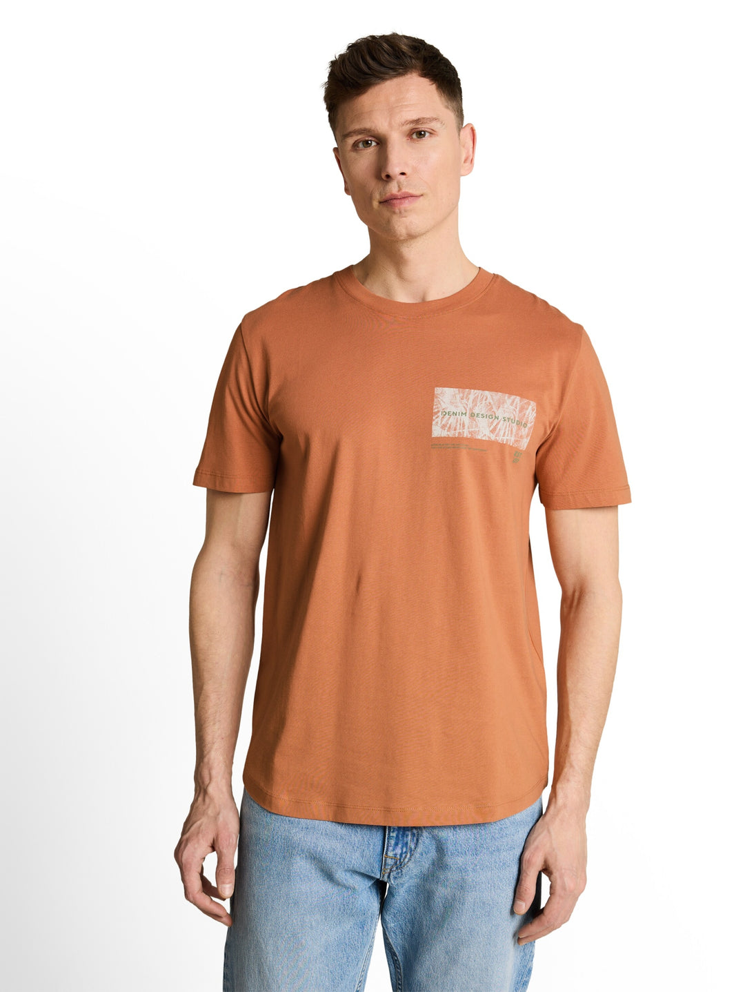 rounded hem printed t-shirt, faded copper orange 38322 Bild 5