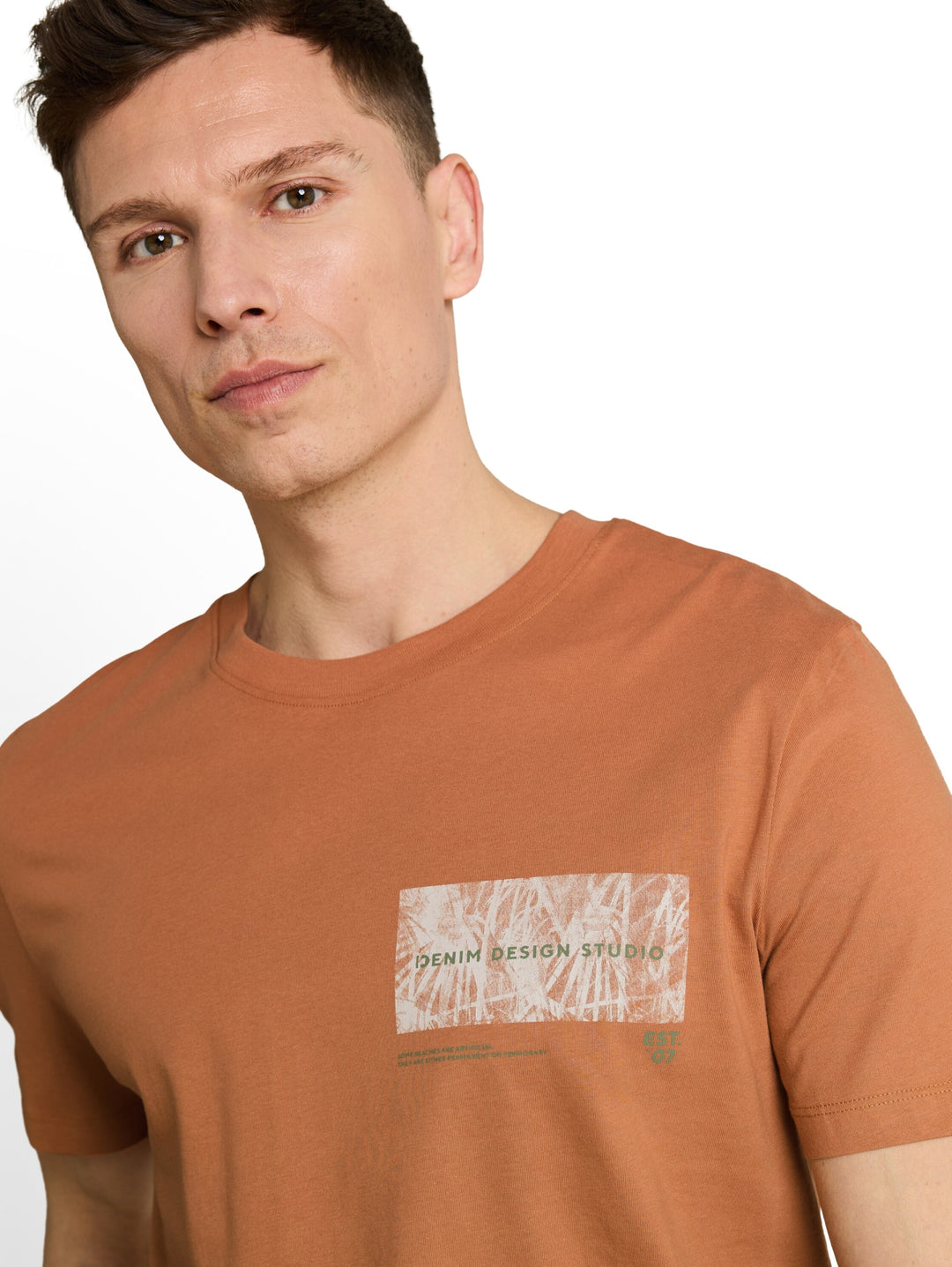 rounded hem printed t-shirt, faded copper orange 38322 Bild 6