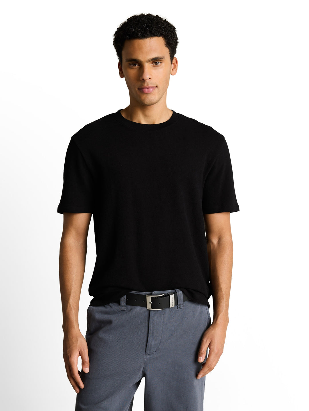 solid structured t-shirt, Black 29999 Bild 6