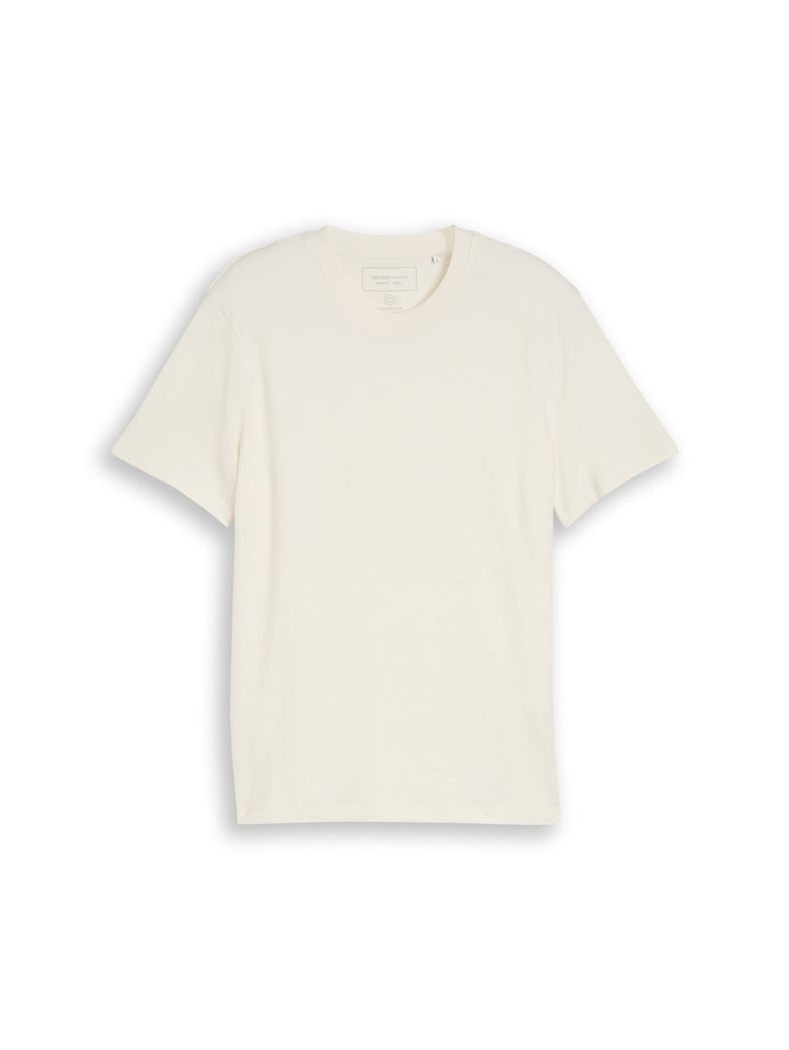 solid structured t-shirt, Wool White 12906 Bild 1