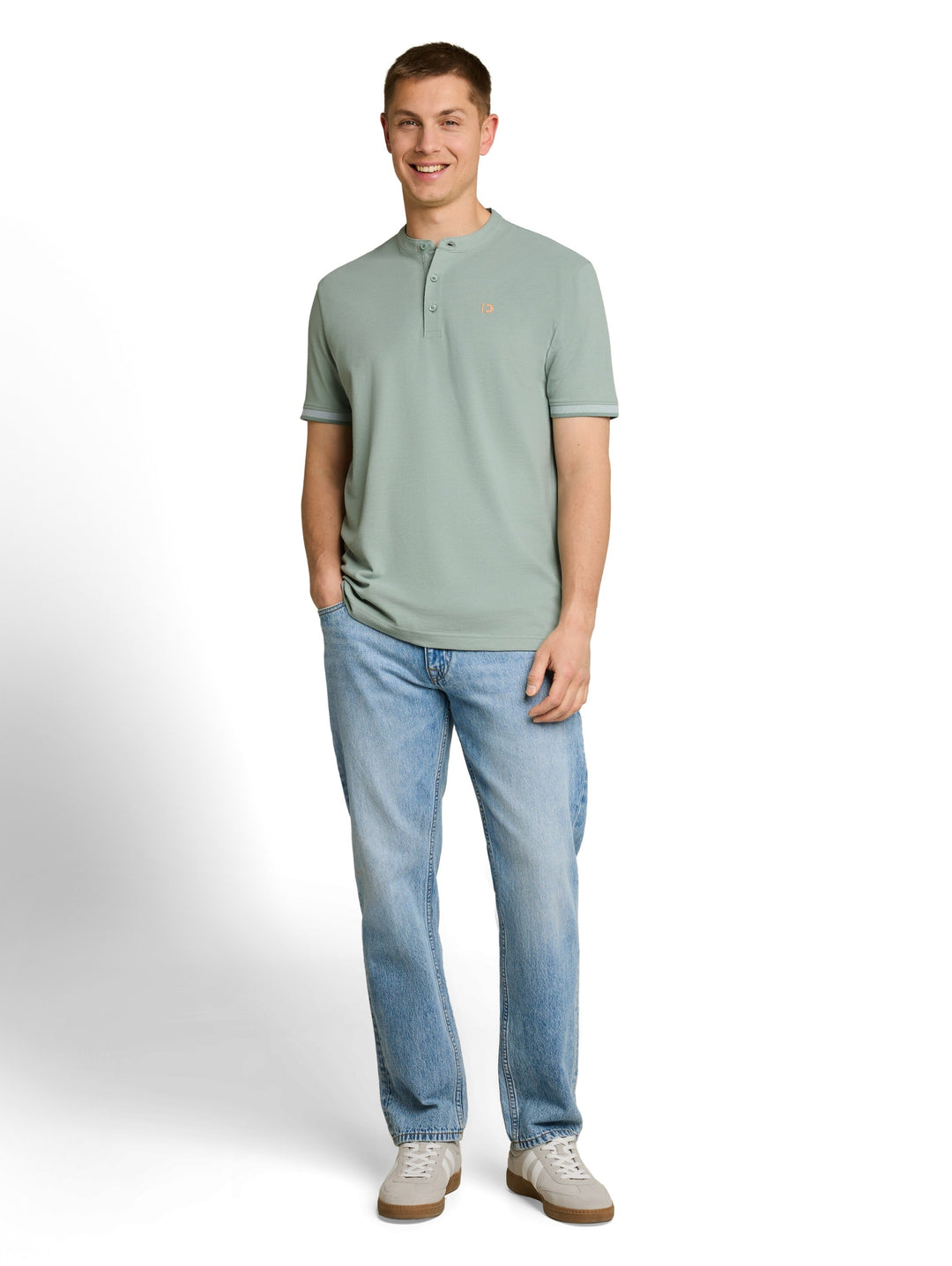 stand up collar two tone polo, green mist 16005 Bild 3