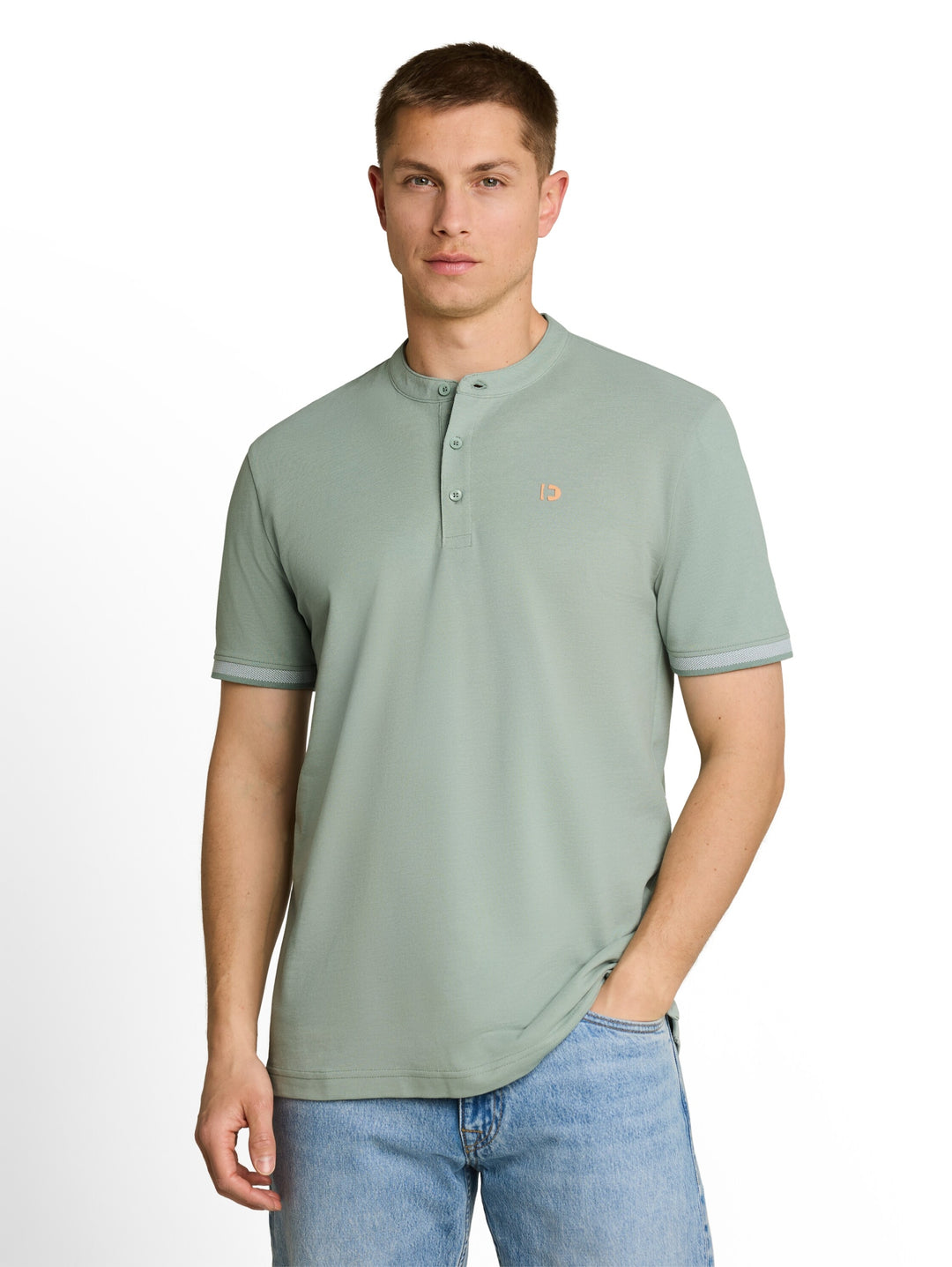 stand up collar two tone polo, green mist 16005 Bild 6