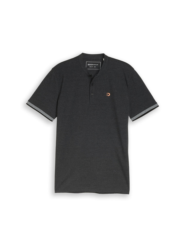 stand up collar two tone polo, Black 29999 Bild 1