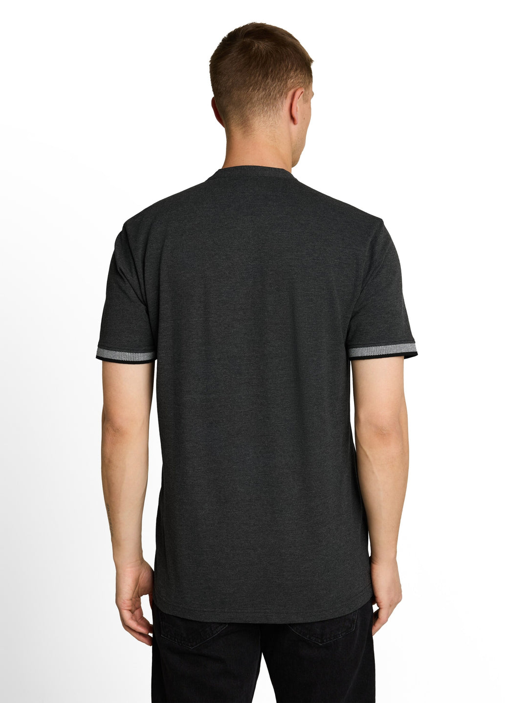 stand up collar two tone polo, Black 29999 Bild 4