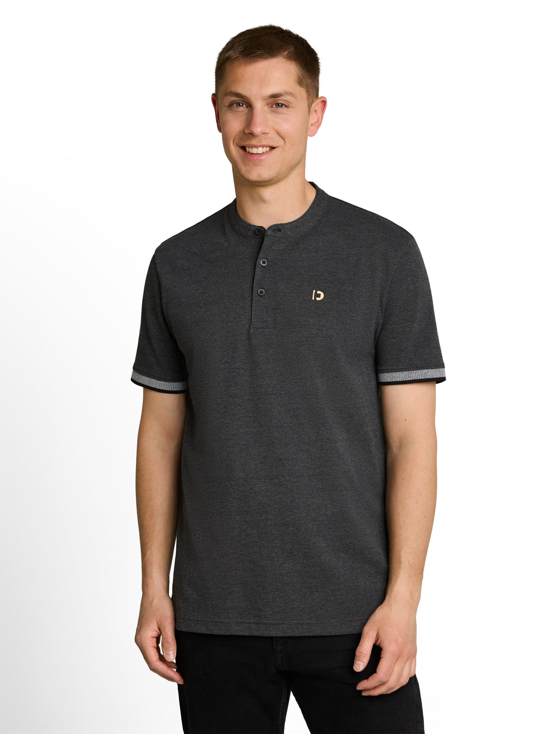 stand up collar two tone polo, Black 29999 Bild 5