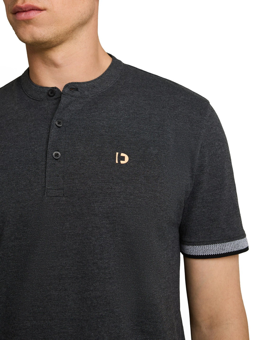 stand up collar two tone polo, Black 29999 Bild 6