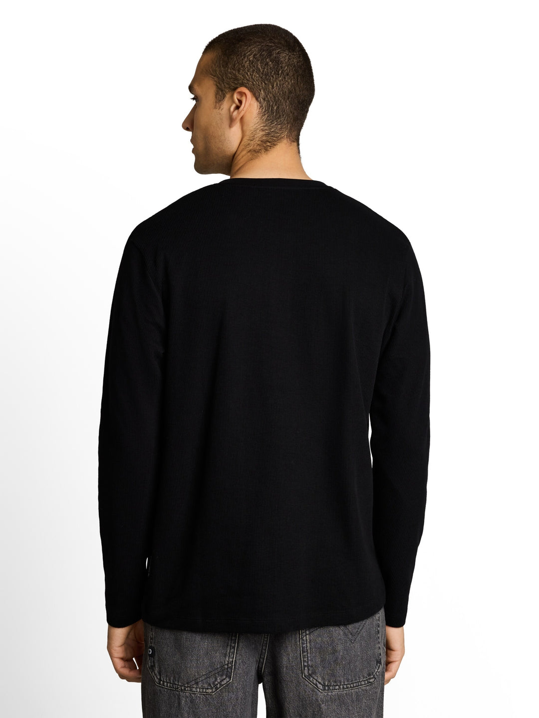 structured henley longsleeve, Black 29999 Bild 4