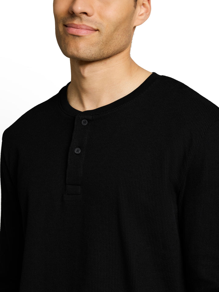 structured henley longsleeve, Black 29999 Bild 5