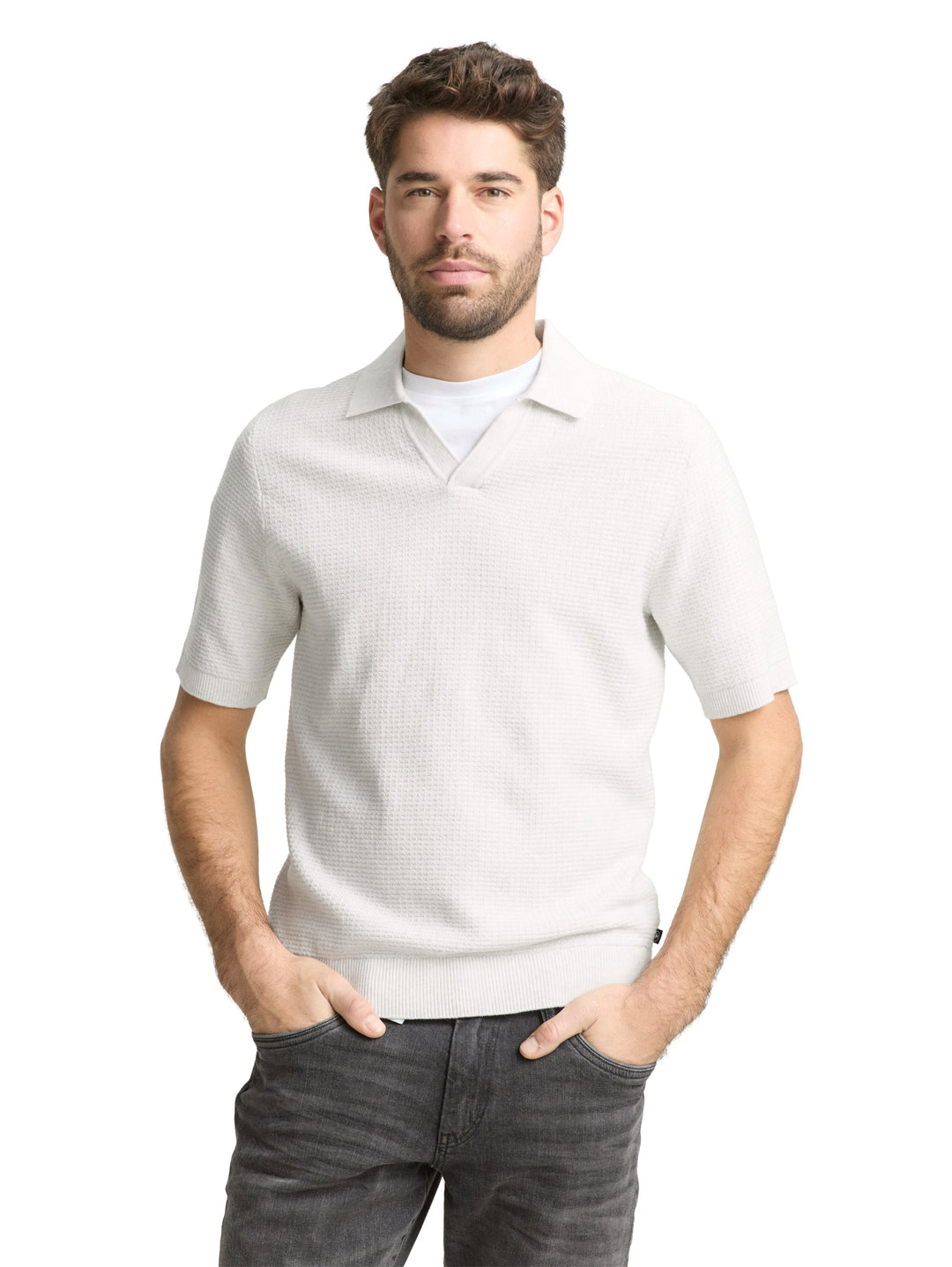 structured knit polo, Soft Vanilla Melange 13174 Bild 6