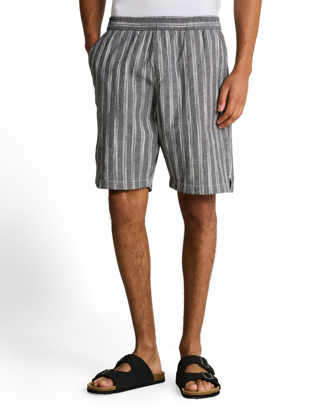 structured linen optic beach s, black greyish stripe 39522 Bild 2