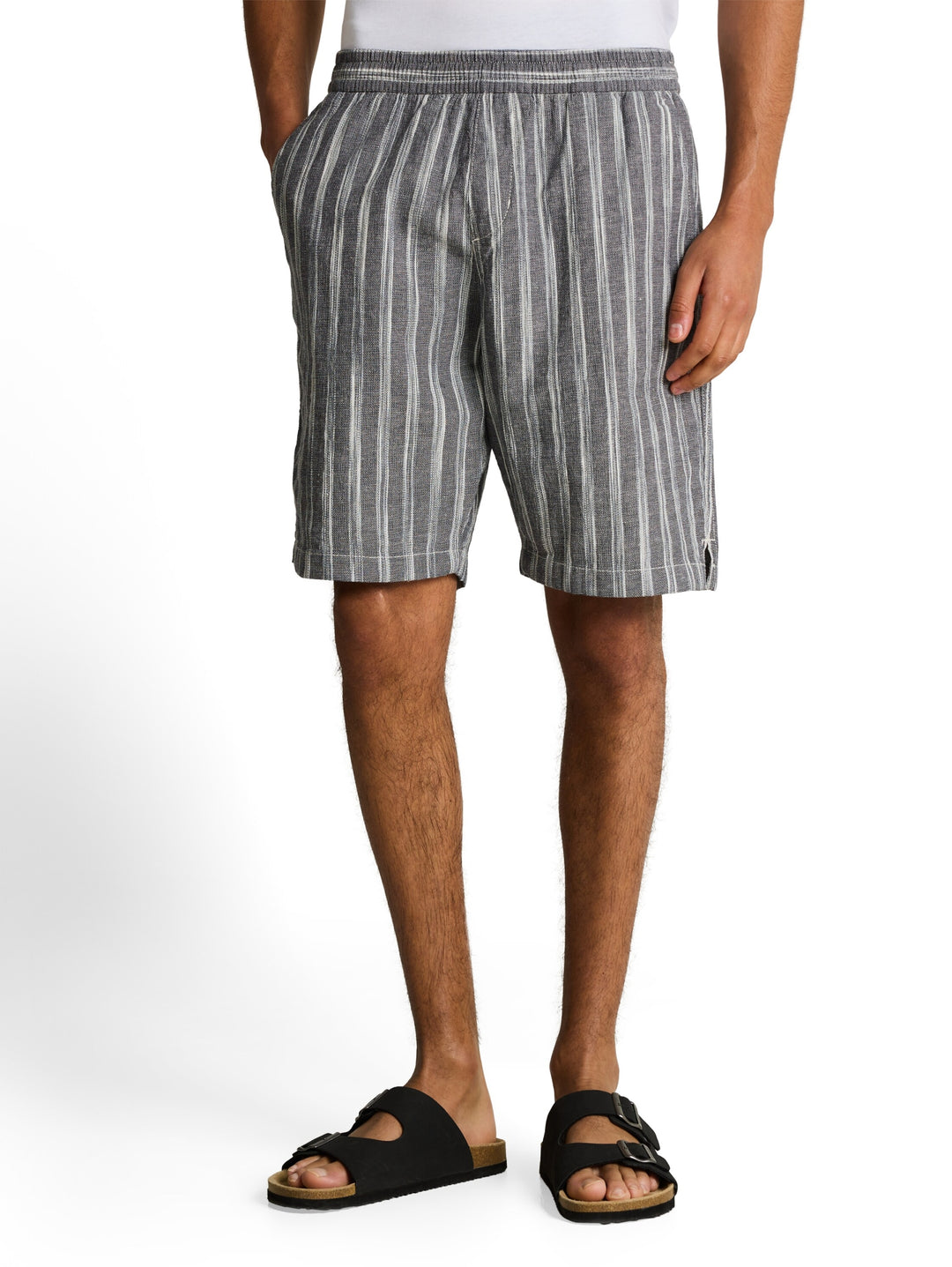 structured linen optic beach s, black greyish stripe 39522 Bild 2