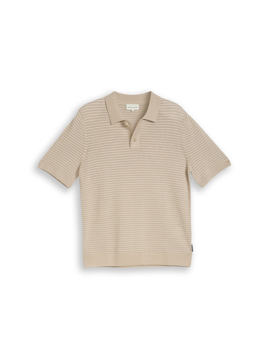 structured stripe knit polo, cashew beige offwhite stripe 39726 Bild 1