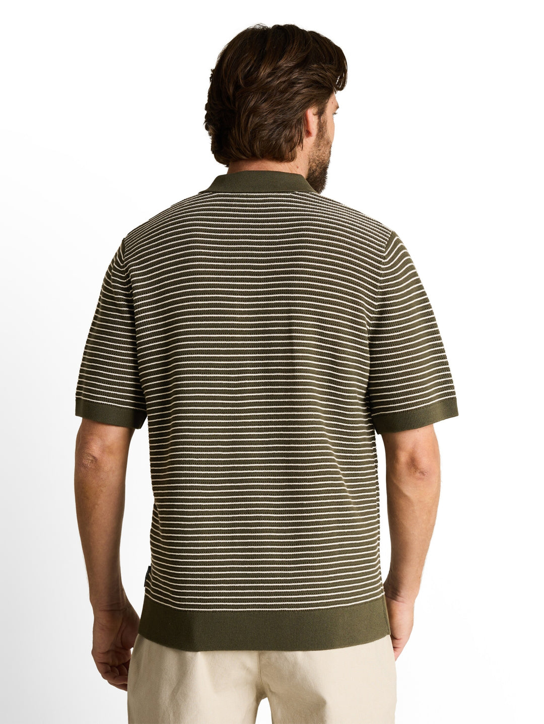 structured stripe knit polo, leaf green offwhite stripe 39723 Bild 4