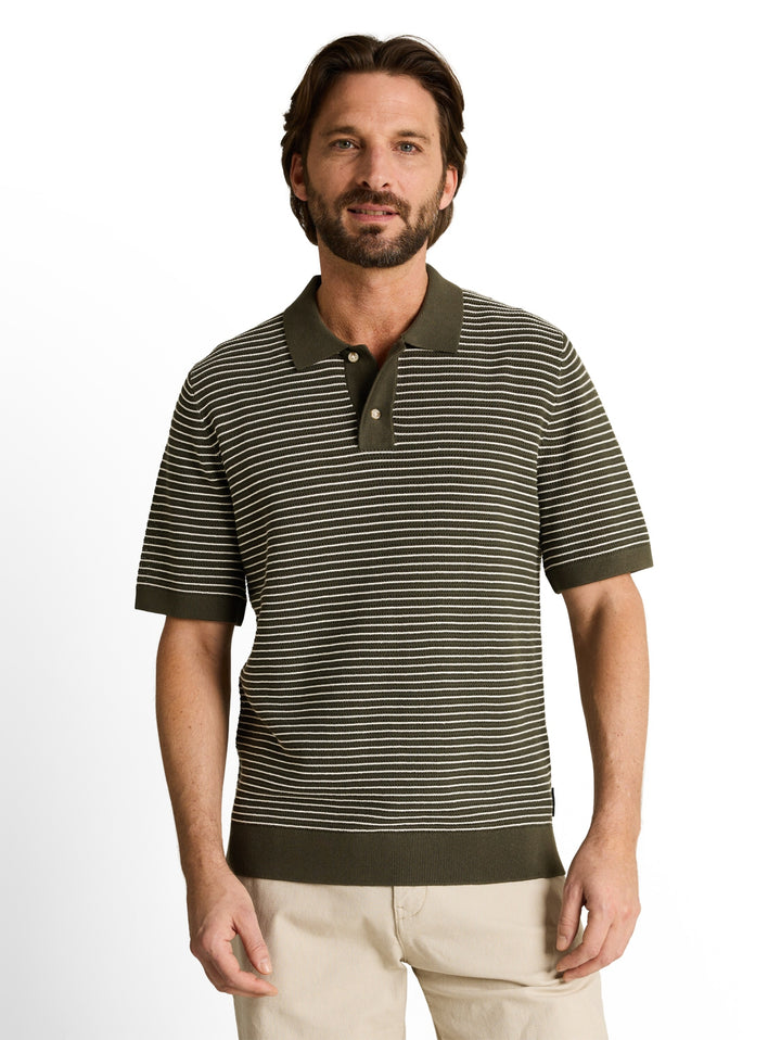 structured stripe knit polo, leaf green offwhite stripe 39723 Bild 5