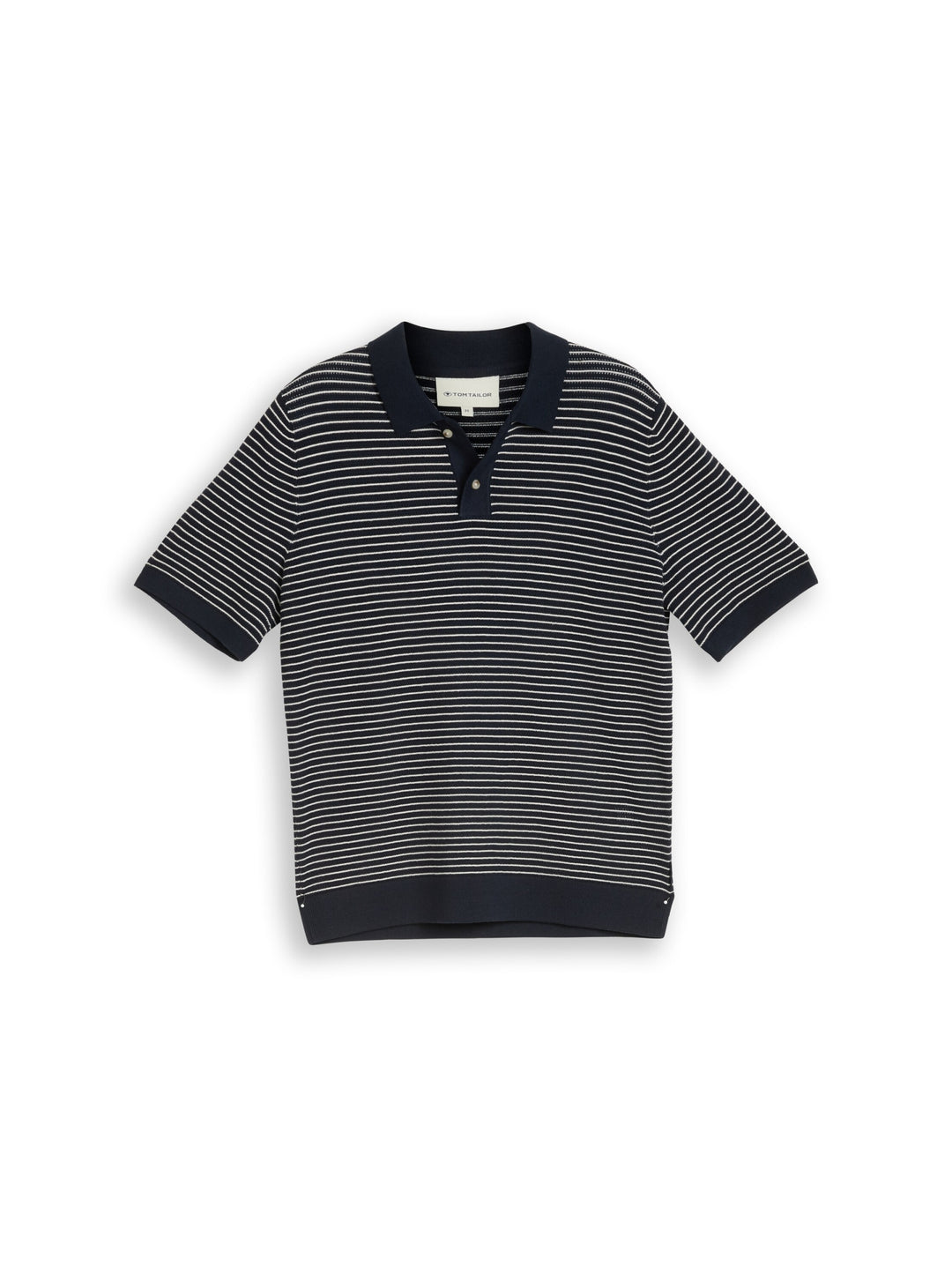 structured stripe knit polo, navy offwhite stripe 39725 Bild 1