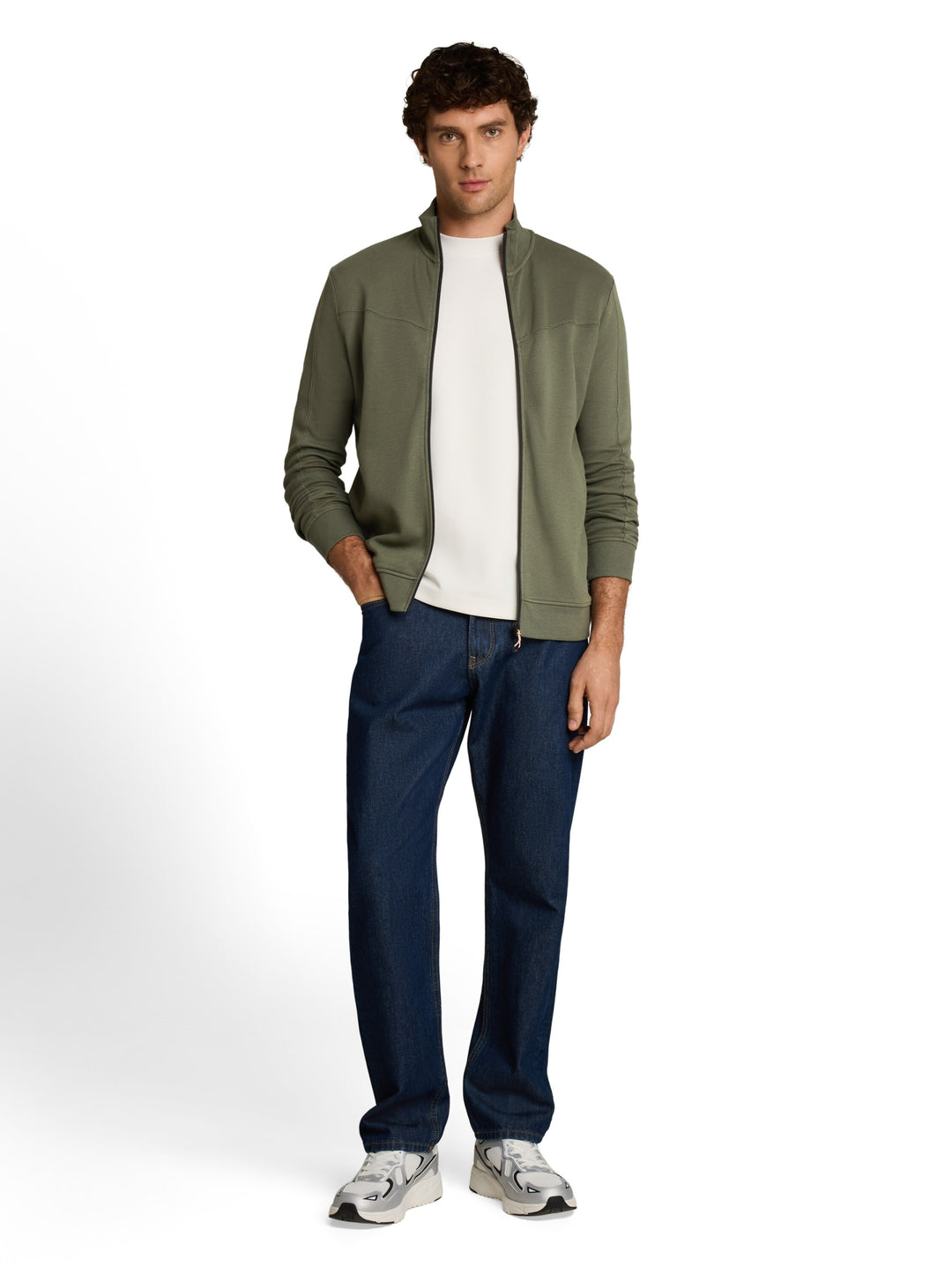 structured sweat jacket, urban olive green 23802 Bild 3