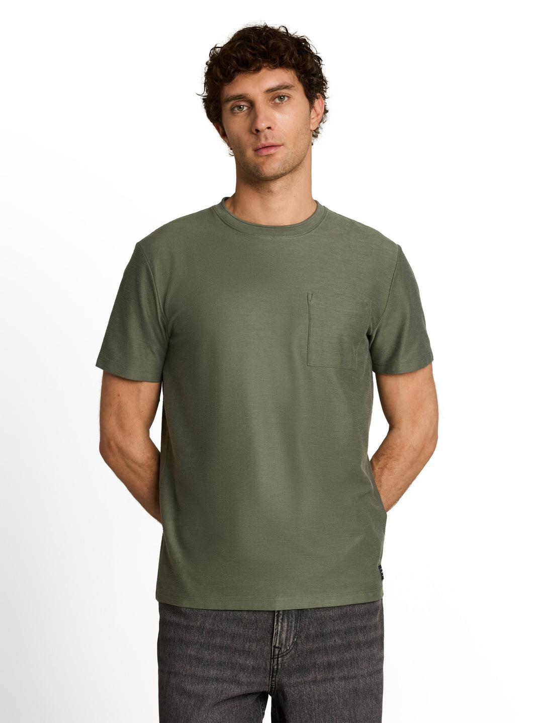 structured t-shirt with pocket, urban olive green 23802 Bild 5