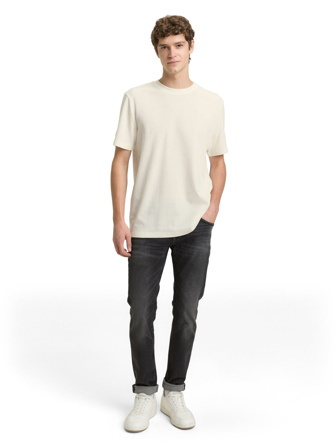 structured t-shirt, Wool White 12906 Bild 3