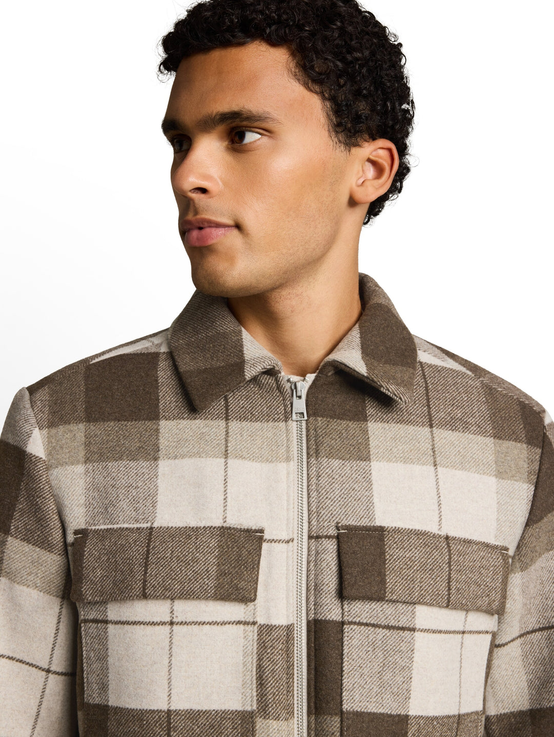 wool optic overshirt, beige Brown wool check 40627 Bild 6