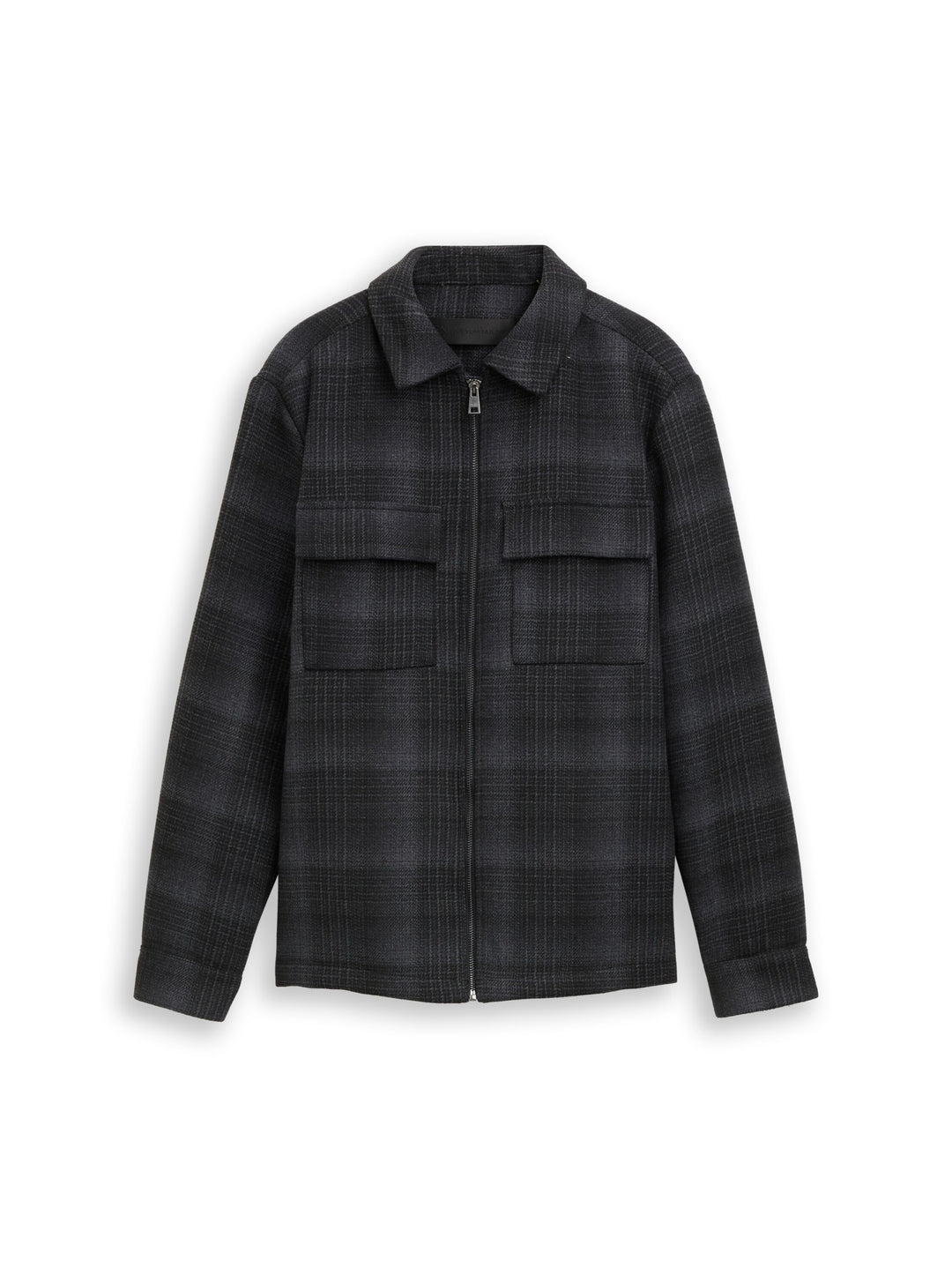 wool optic overshirt, black grey wool check 40625 Bild 1