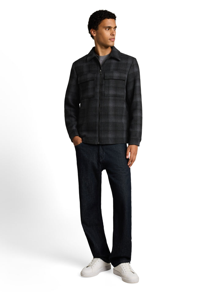 wool optic overshirt, black grey wool check 40625 Bild 3
