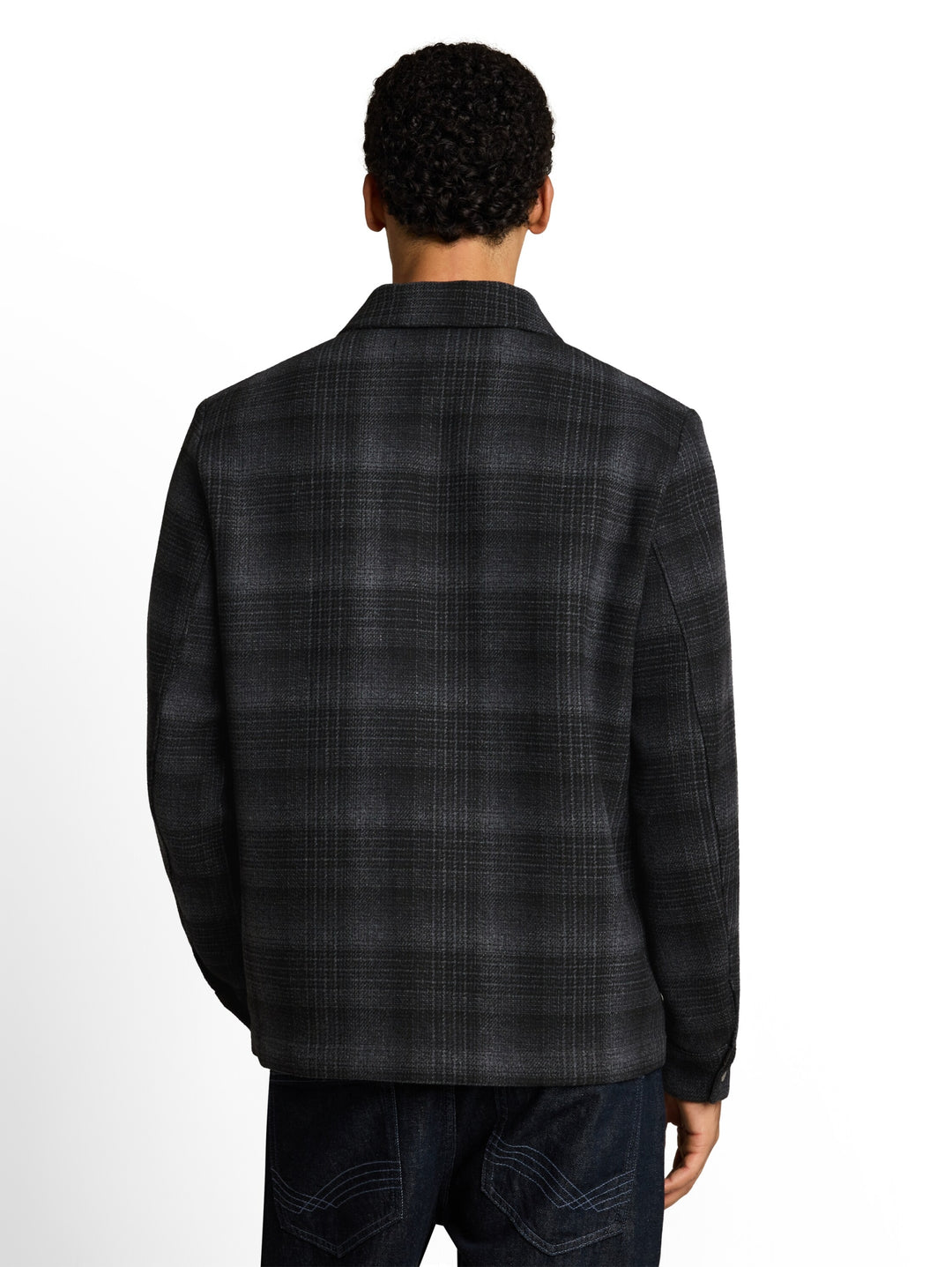 wool optic overshirt, black grey wool check 40625 Bild 4