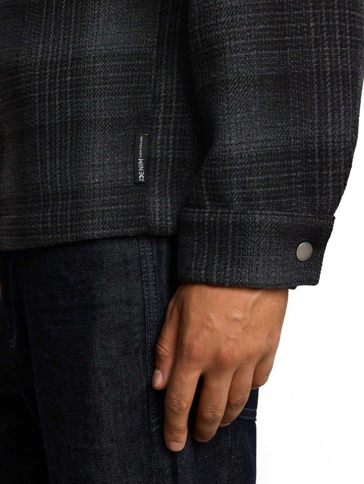 wool optic overshirt, black grey wool check 40625 Bild 6