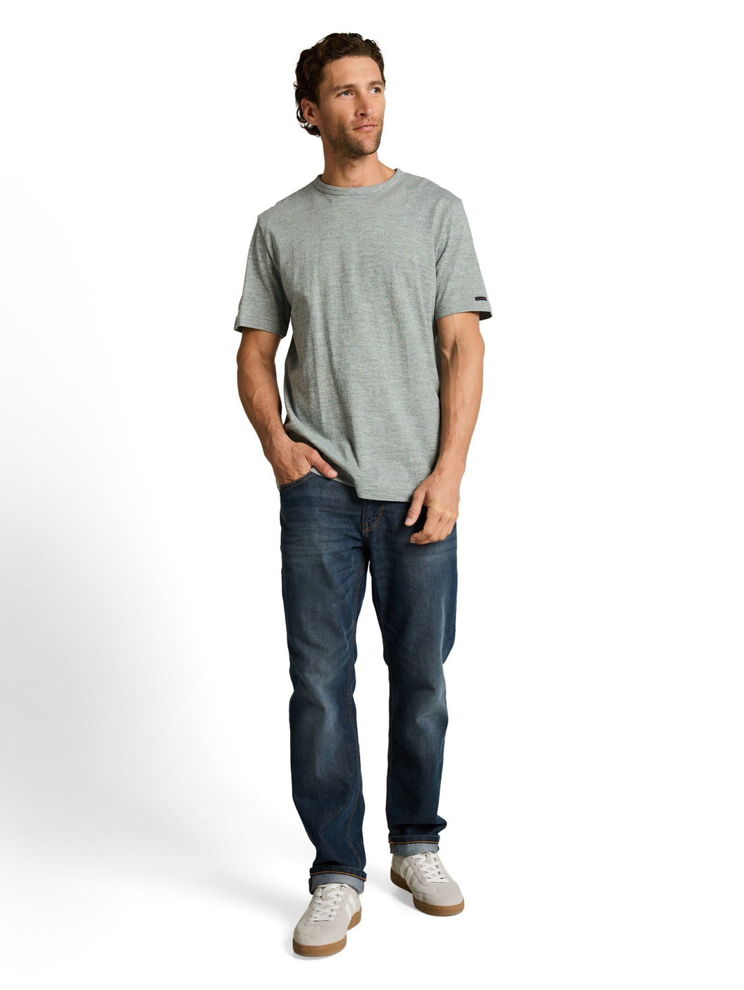 detailed fine striped t-shirt, green navy injected 40037 Bild 3