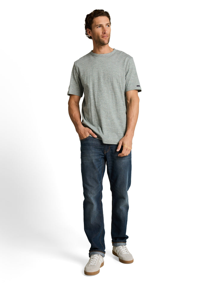 detailed fine striped t-shirt, green navy injected 40037 Bild 3
