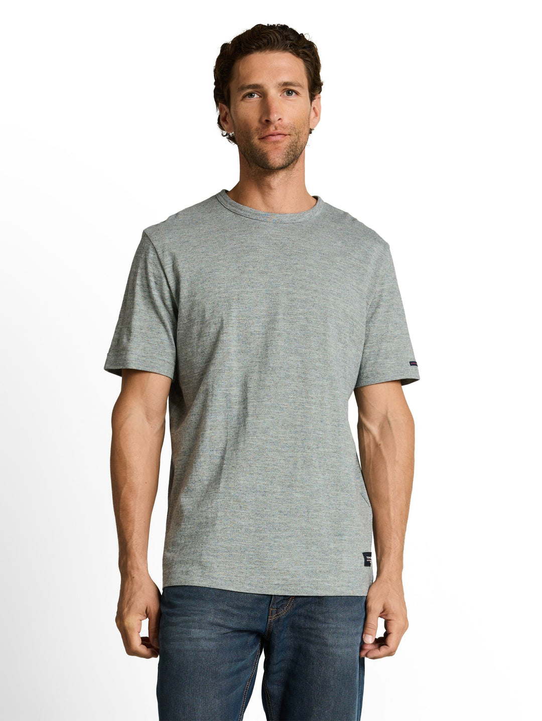 detailed fine striped t-shirt, green navy injected 40037 Bild 5