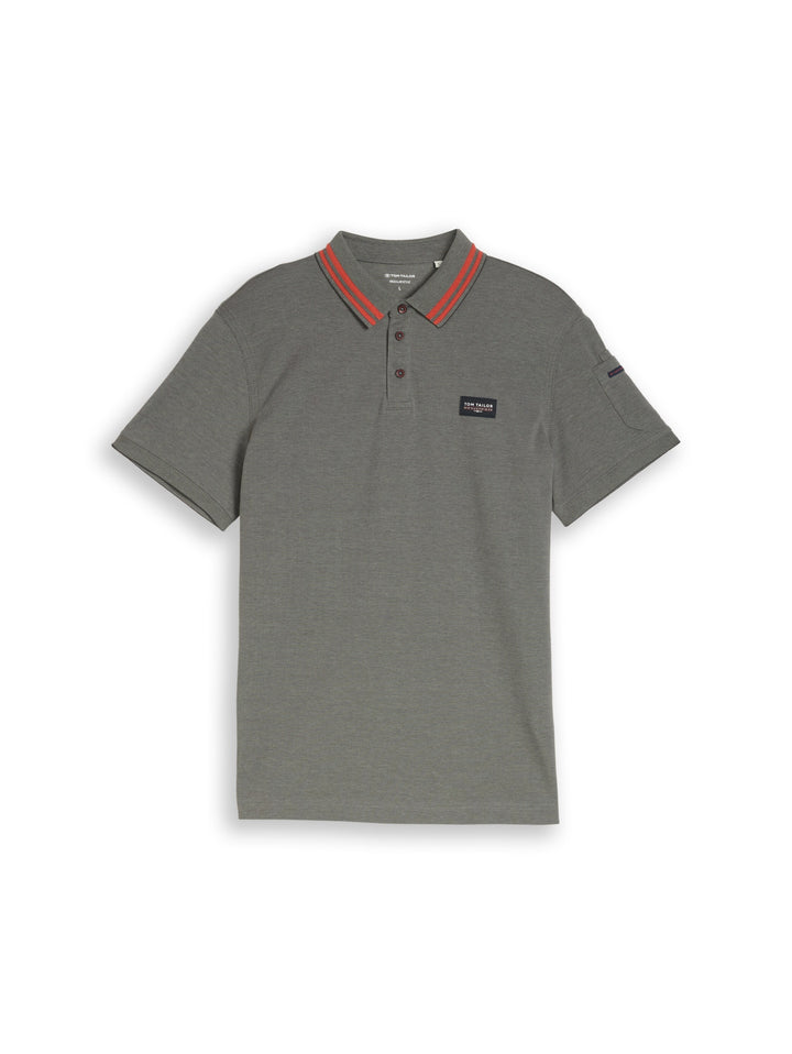 detailed polo, olive green grey two tone 39848 Bild 1