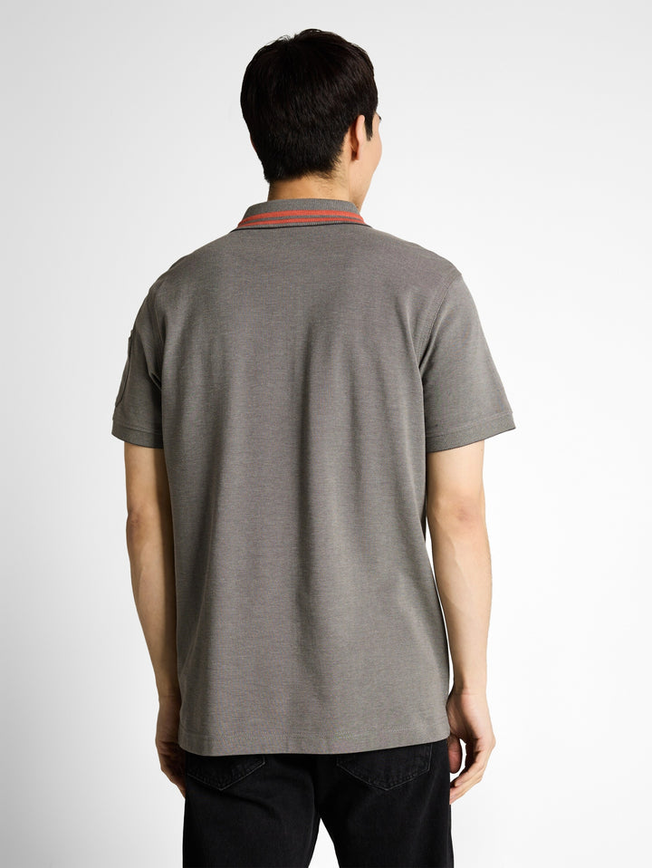 detailed polo, olive green grey two tone 39848 Bild 4
