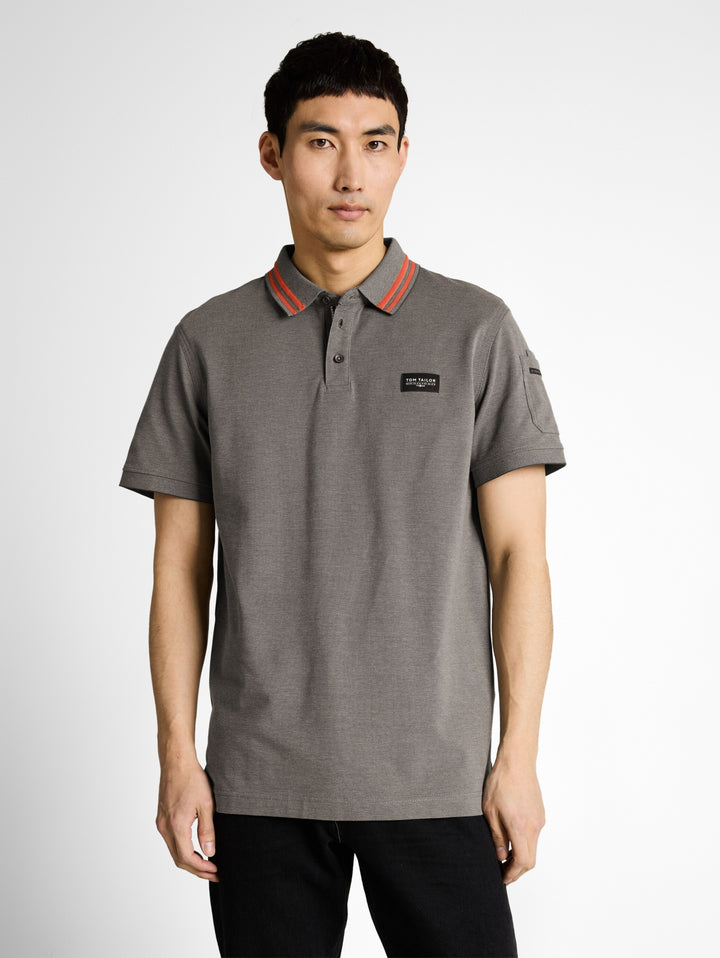detailed polo, olive green grey two tone 39848 Bild 5