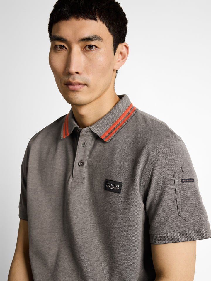 detailed polo, olive green grey two tone 39848 Bild 6